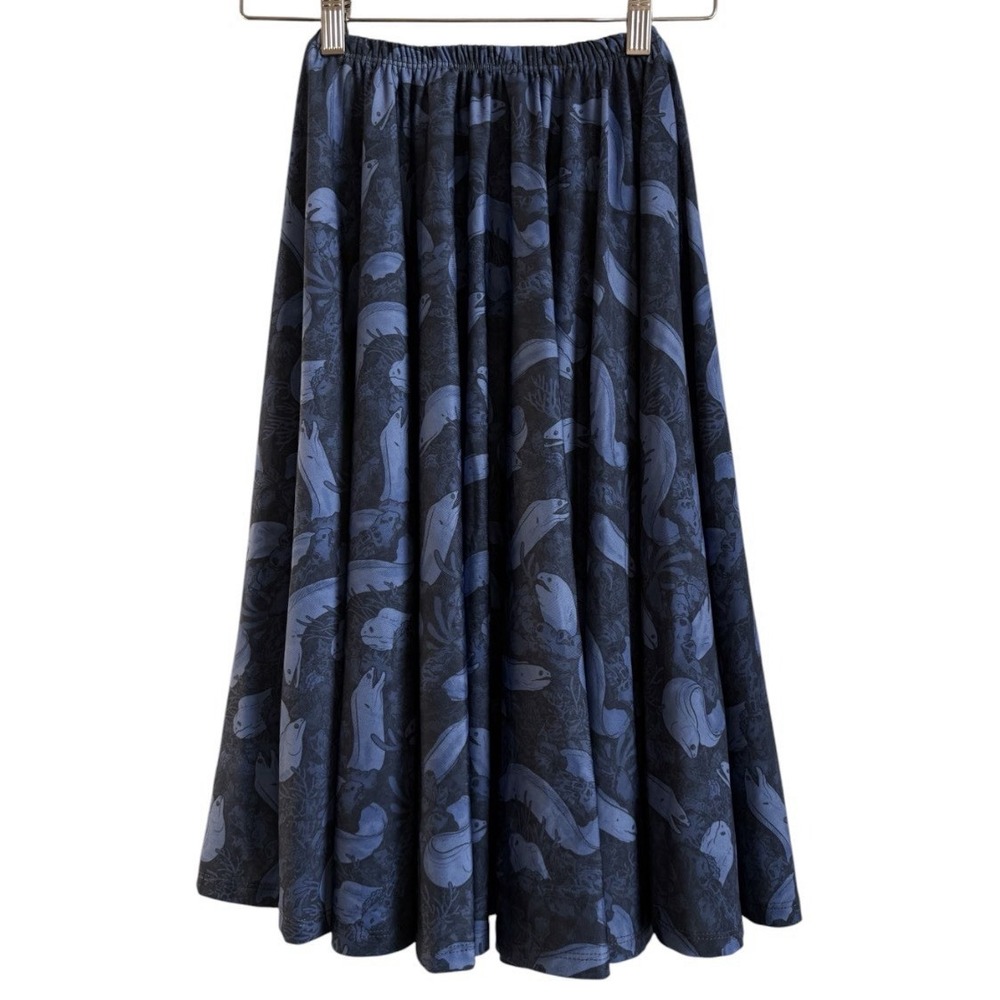 Maya Kern Its a Moray Skirt Blue Eel Print Whimsygoth Goblincore Pockets Sz S-M